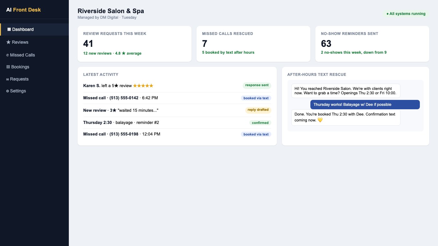 Dana's cloned Front Desk dashboard
